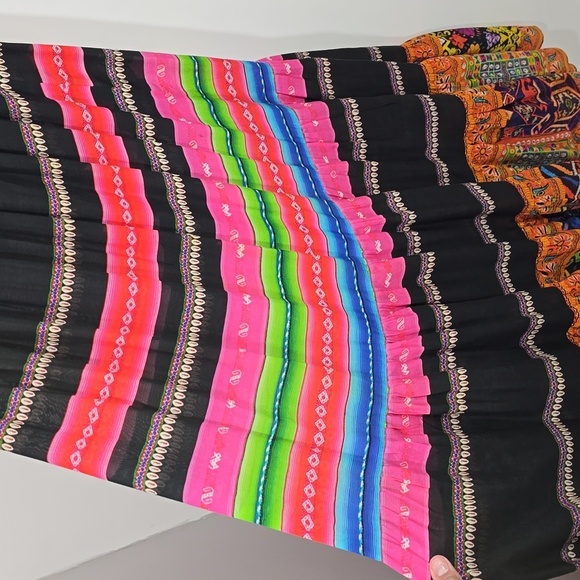 {RubyYaya} Colorful Mexican Striped Strapless Flounce Maxi Dress - Size S - Picture 7 of 16